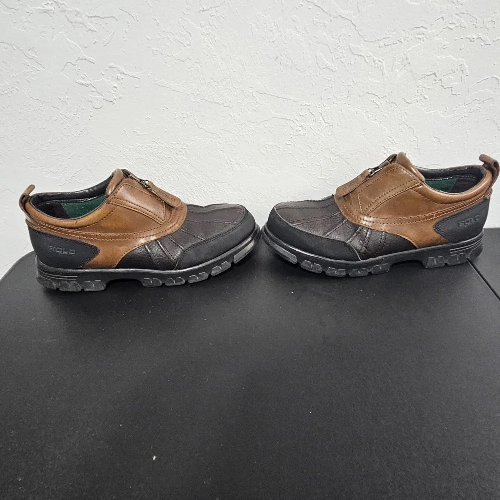 Polo Sport Ralph Lauren Leather Shoes Ankle Boots Sz 8 D Brown Preppy Outdoors - Picture 2 of 13